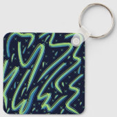 Colorful Abstract Psychedelic Stringy Pointed Art Sleutelhanger (Achterkant)