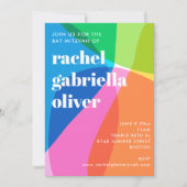 Colorful Abstract Rainbow Photo Bat Mitzvah Party Kaart (Voorkant)