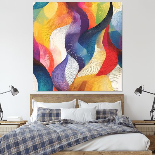 Colorful Abstract Rainbow Swirls Canvas Afdruk (Insitu (Slaapkamer))