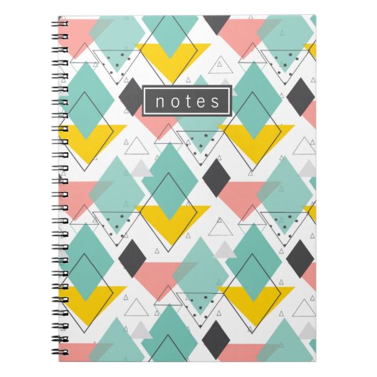 Colorful Abstract Retro 90-vormpatroon Notitieboek (Voorkant)