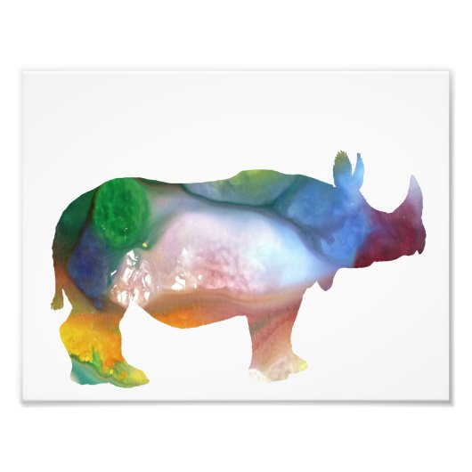 Colorful abstract Rhinoceros silhouette Foto Afdruk (Voorkant)