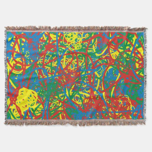Colorful Abstract Scribbles Red Blue Green Yellow Deken (Voorkant)