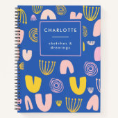Colorful Abstract Shapes Collage Blue Sketchbook Notitieboek (Voorkant)