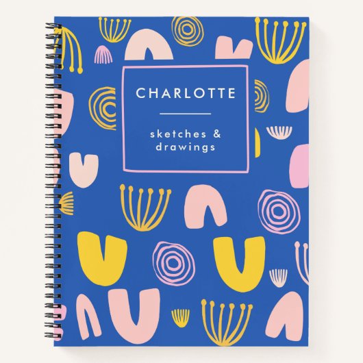 Colorful Abstract Shapes Collage Blue Sketchbook Notitieboek (Voorkant)