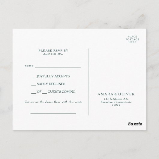 Colorful Abstract Song Request RSVP Briefkaart (Achterkant)