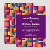 Colorful Abstract Squares and Shapes Wedding Kaart (Voorkant / Achterkant)