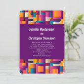 Colorful Abstract Squares and Shapes Wedding Kaart (Staand voorkant)