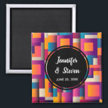 Colorful Abstract Squares and Shapes Wedding Magneet<br><div class="desc">De magneet van de gebeurtenis met een kleurrijke abstracte achtergrond. Vette en spannende kleuren - roze,  blauw,  oranje en meer.</div>