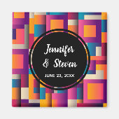 Colorful Abstract Squares and Shapes Wedding Magneet (Voorkant)