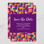 Colorful Abstract Squares and Shapes Wedding Save The Date (Voorkant / Achterkant)
