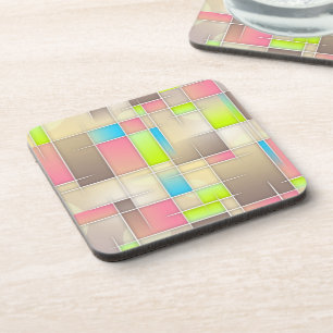 Colorful Abstract Squares Geometric Pattern Bier Onderzetter