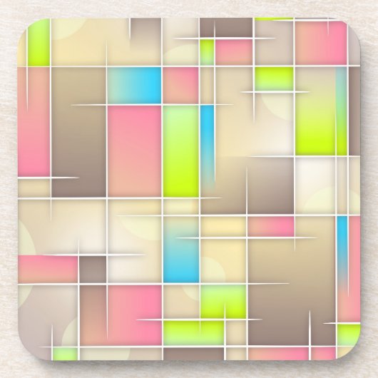 Colorful Abstract Squares Geometric Pattern Bier Onderzetter (Voorkant)
