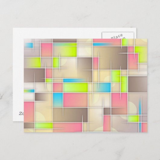 Colorful Abstract Squares Geometric Pattern Briefkaart (Voorkant / Achterkant)