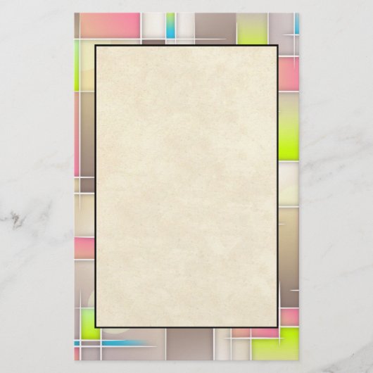 Colorful Abstract Squares Geometric Pattern Briefpapier (Voorkant)