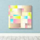 Colorful Abstract Squares Geometric Pattern Canvas Afdruk (Insitu (Houten vloer))