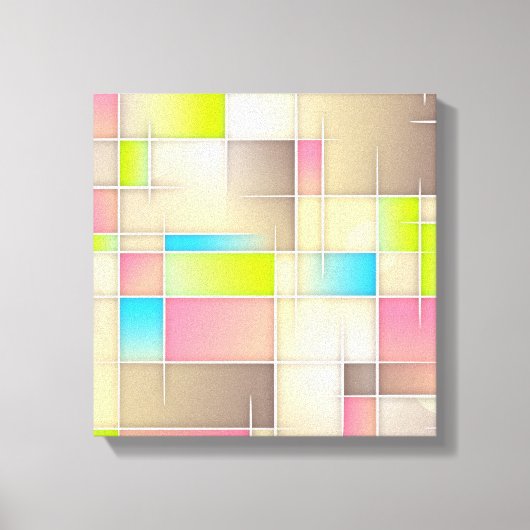 Colorful Abstract Squares Geometric Pattern Canvas Afdruk (Voorkant)