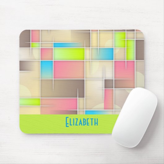 Colorful Abstract Squares Geometric Pattern Muismat (Met muis)