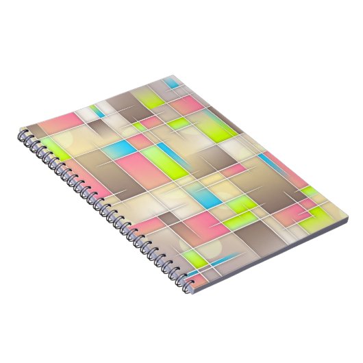 Colorful Abstract Squares Geometric Pattern Notitieboek (Rechterzijde)