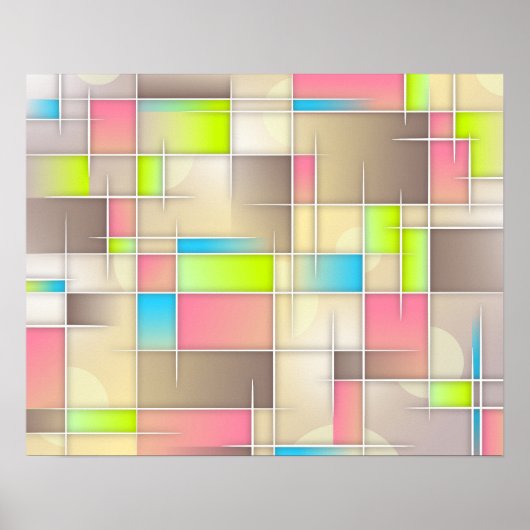 Colorful Abstract Squares Geometric Pattern Poster (Voorkant)