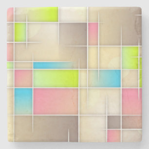 Colorful Abstract Squares Geometric Pattern Stenen Onderzetter