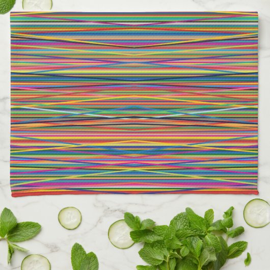 Colorful abstract stripes design theedoek (Gevouwen)