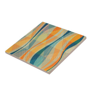 Colorful Abstract Stripes-patroon Tegeltje