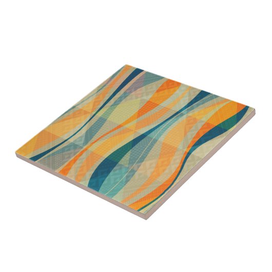 Colorful Abstract Stripes-patroon Tegeltje (Zijkant)