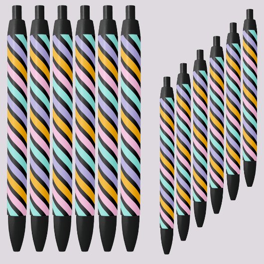 Colorful Abstract Stripes-patroon Zwarte Inkt Pen