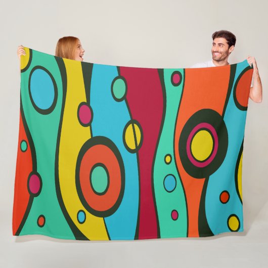 Colorful Abstract Surreal Art Illustration Pattern Fleece Deken (In situ)