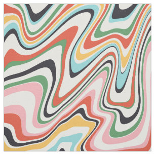 Colorful Abstract Swirl Retro Patroon Stof