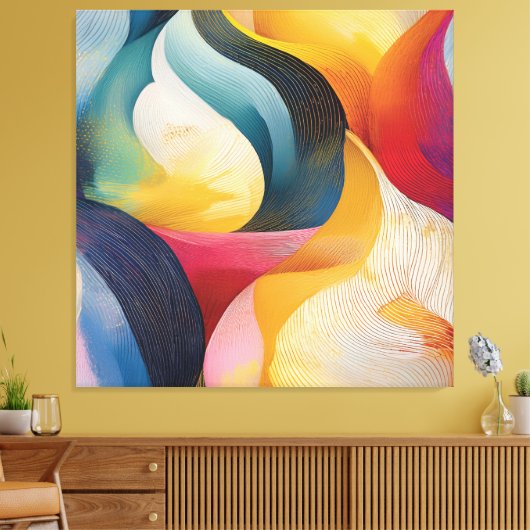 Colorful Abstract Swirl Ribbons Canvas Afdruk (Insitu (Woonkamer))