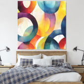 Colorful Abstract Swirly Loops Canvas Afdruk (Insitu (Slaapkamer))
