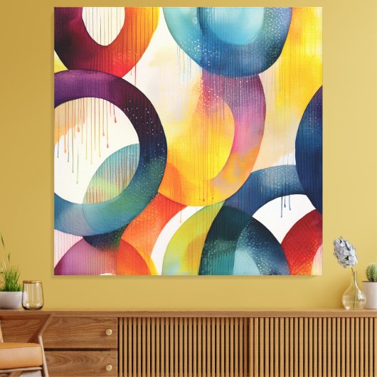 Colorful Abstract Swirly Loops Canvas Afdruk (Insitu (Woonkamer))