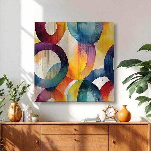 Colorful Abstract Swirly Loops Canvas Afdruk