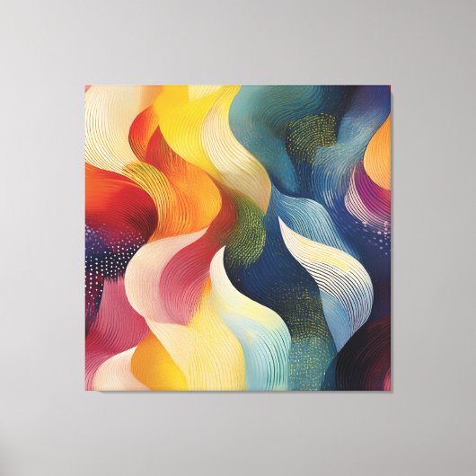 Colorful Abstract Swirly Ribbons Canvas Afdruk (Voorkant)