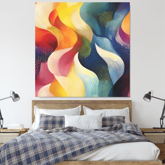 Colorful Abstract Swirly Ribbons Canvas Afdruk (Insitu (Slaapkamer))