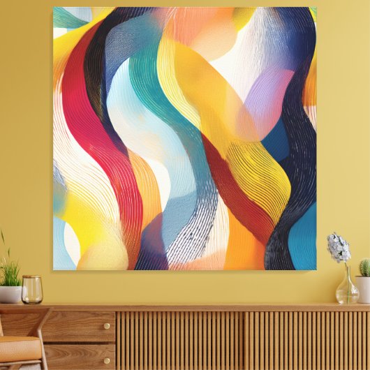 Colorful Abstract Swirly Ribbons Canvas Afdruk (Insitu (Woonkamer))