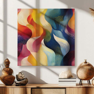 Colorful Abstract Swirly Ribbons Canvas Afdruk