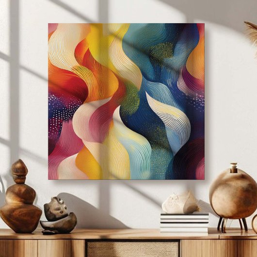 Colorful Abstract Swirly Ribbons Canvas Afdruk