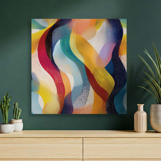 Colorful Abstract Swirly Ribbons Canvas Afdruk