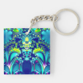 Colorful Abstract symmetrisch fractal Sleutelhanger