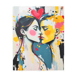 Colorful Abstract "The Lovers" Kiss Metal Art
