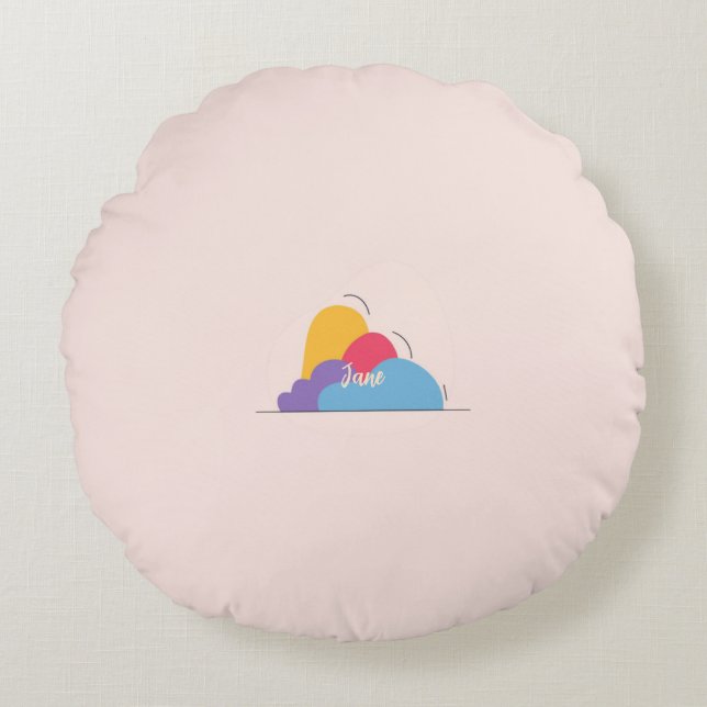 Colorful Abstract Throw Pillow Rond Kussen (Voorkant)