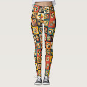 Colorful Abstract Tiled Geometrical Pattern Leggings (Voorkant)
