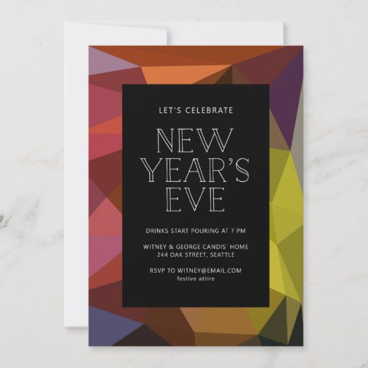 Colorful Abstract Uitnodiging Eve Nieuwjaar (Voorkant)