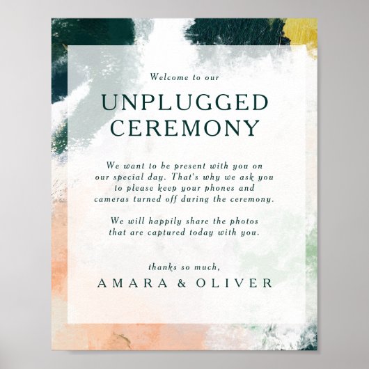 Colorful Abstract Unplugged Ceremony Sign Poster (Voorkant)