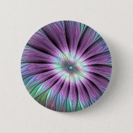 Colorful Abstract ventilatorroze blauw groen fract Ronde Button 5,7 Cm