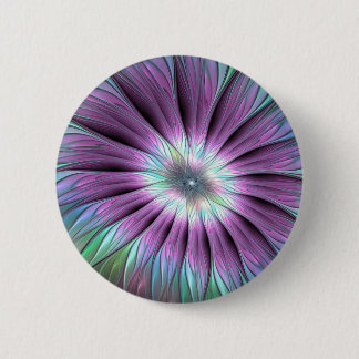 Colorful Abstract ventilatorroze blauw groen fract Ronde Button 5,7 Cm