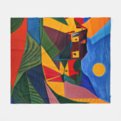 Colorful abstract village landscape house warming  fleece deken (Voorkant (Horizontaal))