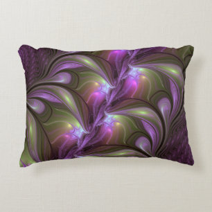 Colorful Abstract Violet Paars Khaki Fractal Art Accent Kussen
